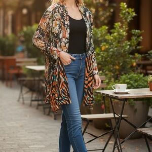 Alberto Makali Lightweight Open Cardigan, Multicoloured w Stretch, Summer